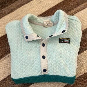 L.L. Bean Light Aqua/Teal Quilted Quarter-Snap Pullover Size M 5-6